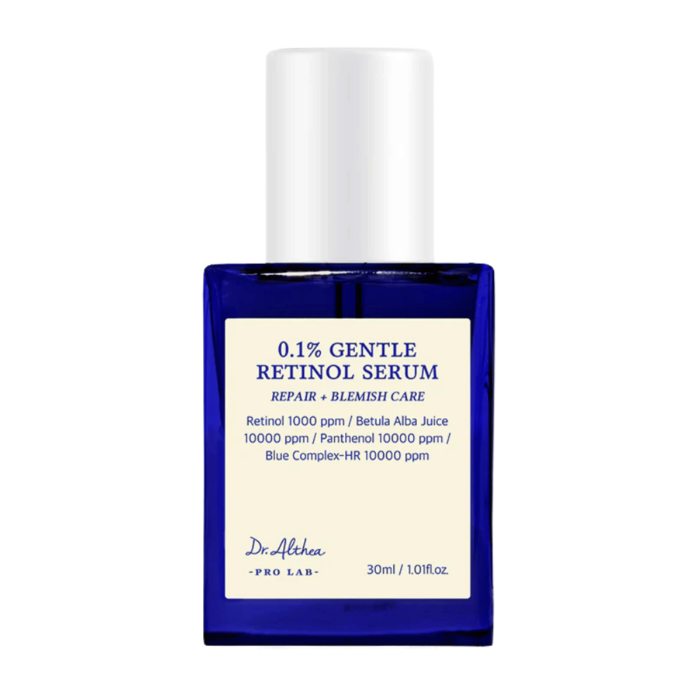 Image produit de Dr. Althea 0.1% Gentle Retinol Serum – un sérum au rétinol doux qui favorise la récupération de la peau, unifie le teint et réduit les impuretés.