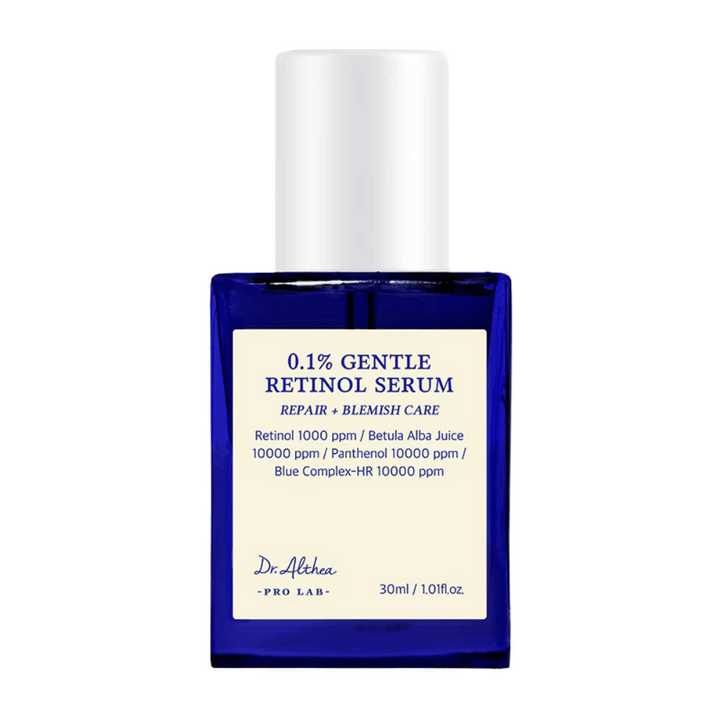 Image produit de Dr. Althea 0.1% Gentle Retinol Serum – un sérum au rétinol doux qui favorise la récupération de la peau, unifie le teint et réduit les impuretés.
