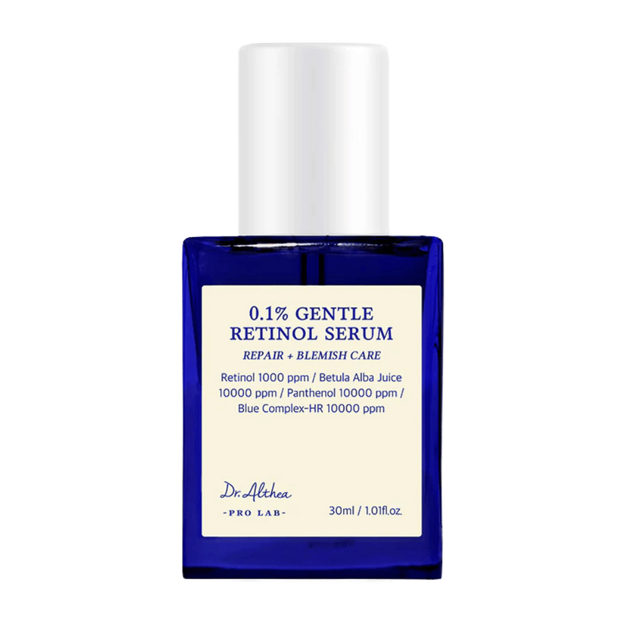 Image produit de Dr. Althea 0.1% Gentle Retinol Serum – un sérum au rétinol doux qui favorise la récupération de la peau, unifie le teint et réduit les impuretés.