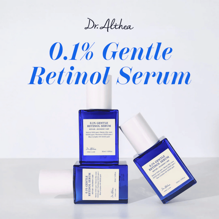 Image de Dr. Althea 0.1% Gentle Retinol Serum – un sérum doux mais efficace qui soigne la peau, réduit les rides et favorise une luminosité juvénile.
