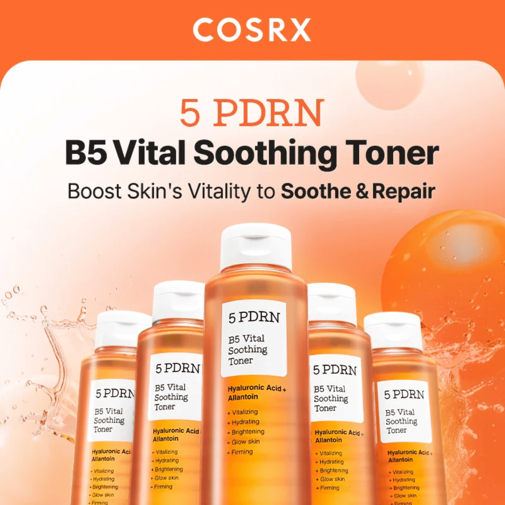 COSRX 5 PDRN B5 Vital Soothing Toner 280 ml booste la vitalité de la peau et répare la peau sèche et stressée