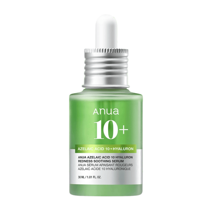 ANUA Azelaic Acid 10+ Hyaluron Serum apaise les rougeurs et hydrate efficacement la peau. Contient de l'acide azélaïque et de l'acide hyaluronique pour réduire les irritations et renforcer la barrière cutanée. Parfait pour les peaux sensibles. Utilisez quotidiennement pour des résultats visibles.