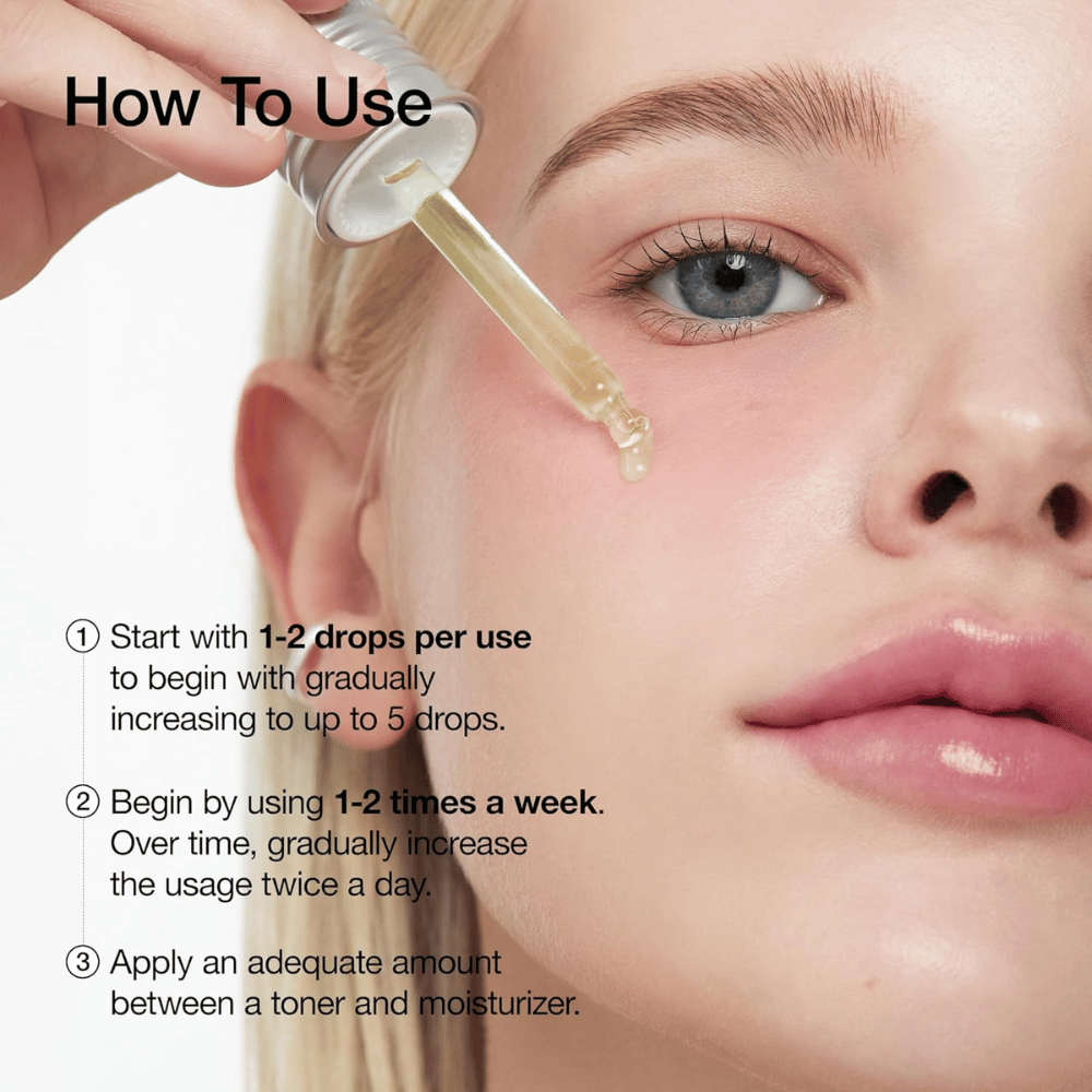 Utilisation de ANUA Azelaic Acid 10+ Hyaluron Serum:

Commencez avec 1-2 gouttes et augmentez progressivement à 5 gouttes.
Utilisez 1-2 fois par semaine puis augmentez à une utilisation quotidienne matin et soir.
Appliquez entre le toner et la crème hydratante.