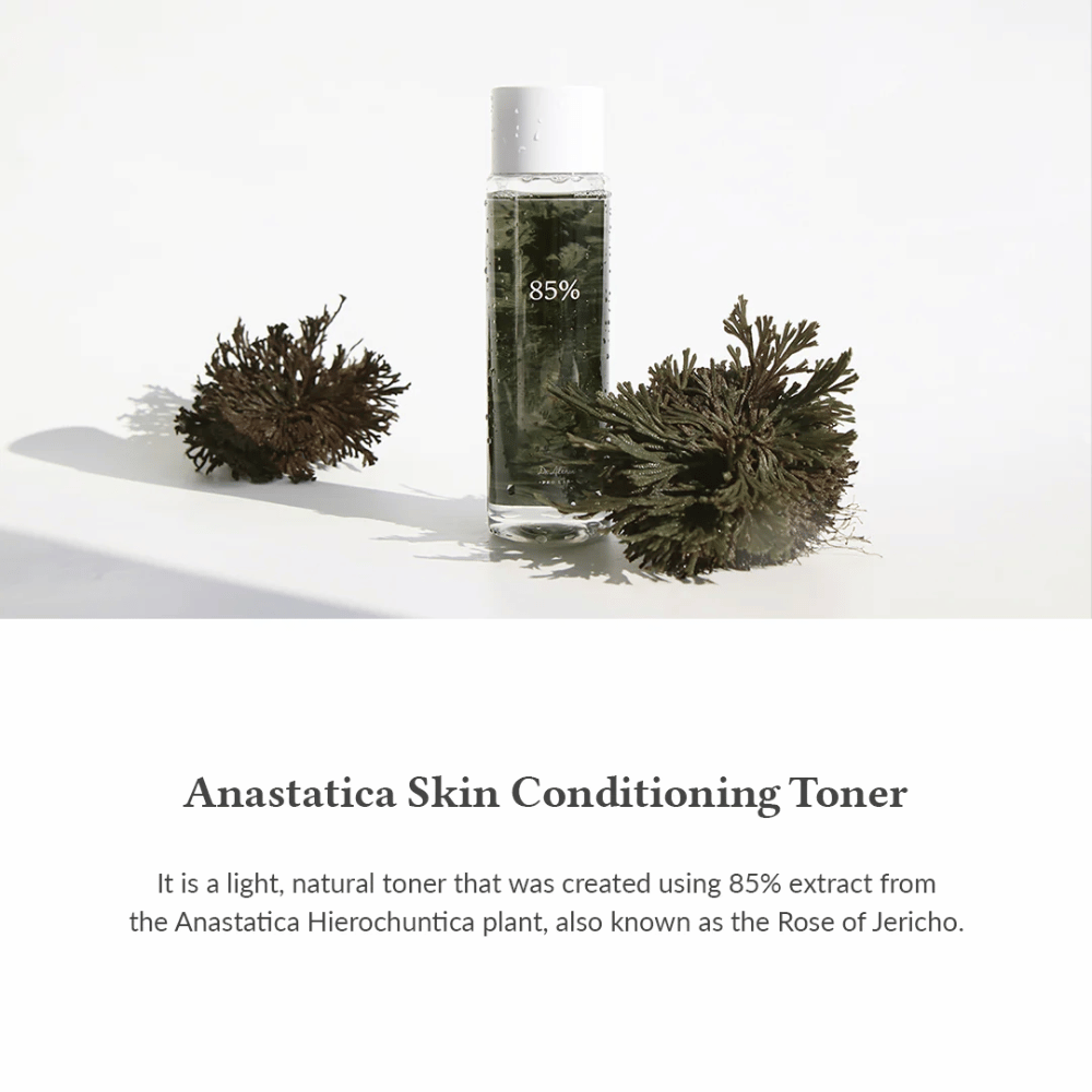 Anastatica Skin Conditioning Toner est une eau tonique légère et naturelle avec 85 % d'extrait d'Anastatica Hierochuntica - également connue sous le nom de Rose de Jéricho. Elle hydrate, apaise et équilibre efficacement la peau.