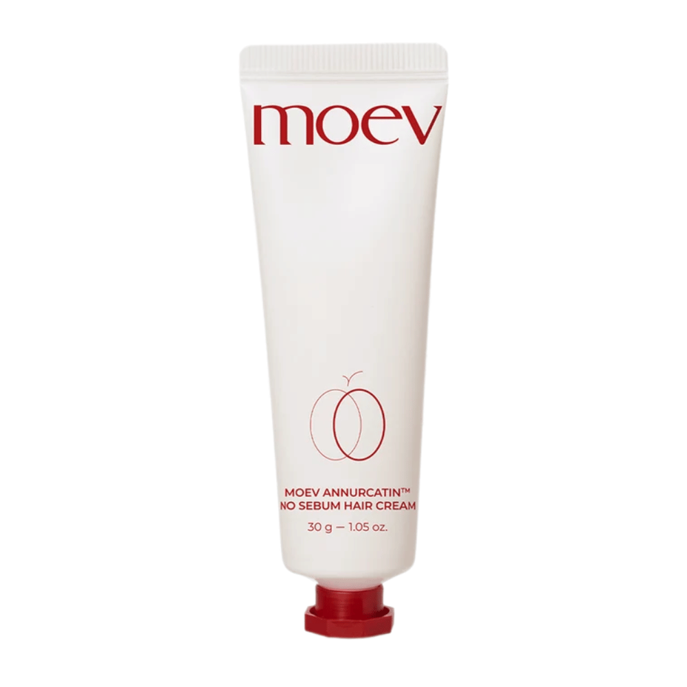 6. MOEV Annurcatin No Sebum Hair Cream 30 g – tube blanche avec texte rouge et bouchon pour cheveux gras