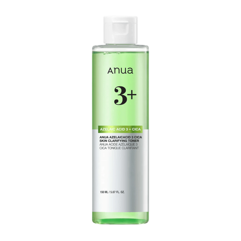Anua Azelaic Acid 3 Cica Skin Clarifying Toner 150 ml – tonique apaisant toner visage avec 3 % d’acide azélaïque et du Cica pour les peaux sensibles, à imperfections et sujettes aux rougeurs.