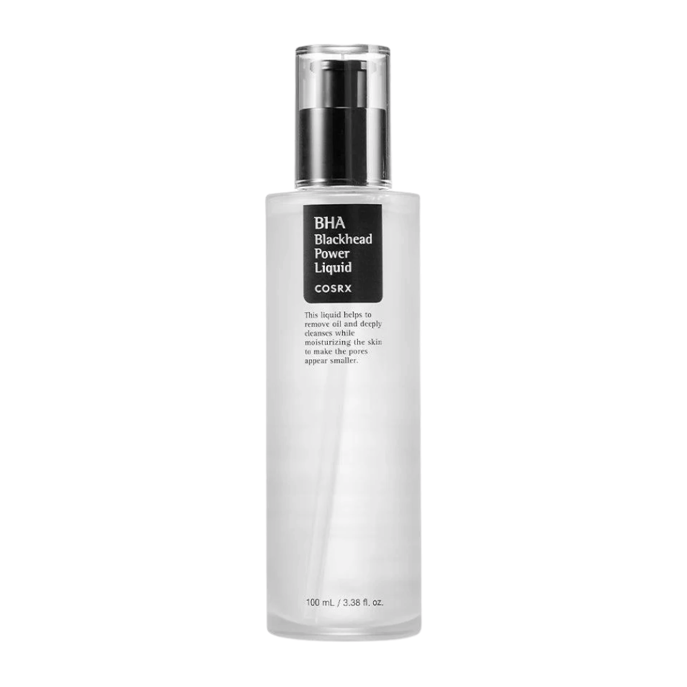 COSRX BHA Blackhead Power Liquid 100 ml – traitement facial réducteur de pores avec BHA pour une peau plus claire et une texture de peau plus uniforme.
