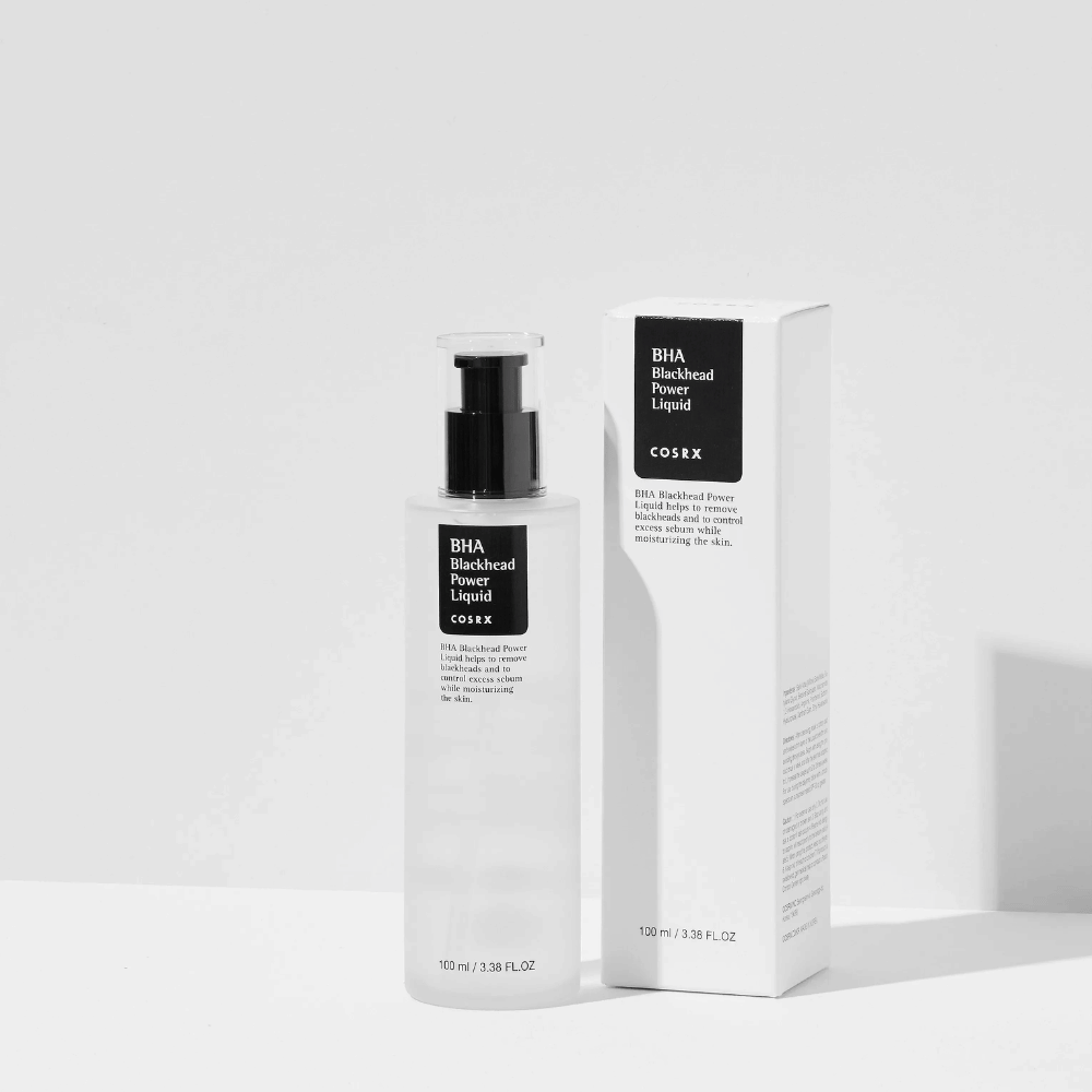 COSRX BHA Blackhead Power Liquid 100 ml avec emballage – sérum facial exfoliant avec BHA qui combat les points noirs et l'excès de sébum.