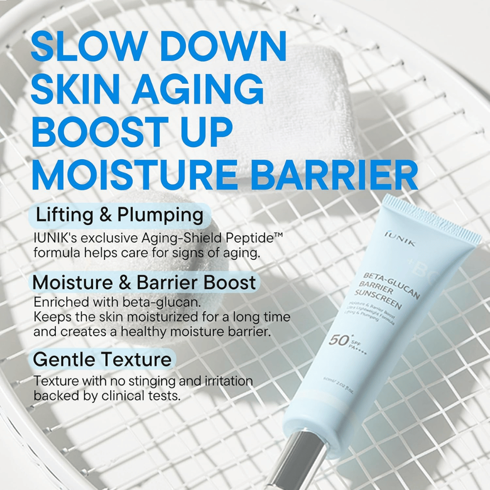 iUNIK Beta-Glucan Barrier Sunscreen SPF50+ PA++++ crème solaire hydratante sans effet blanc pour toutes les carnations