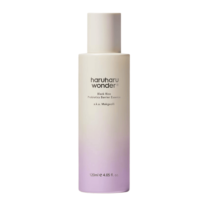Haruharu Wonder Black Rice Probiotics Barrier Essence 120 ml avec une formule légère qui renforce la peau et procure un éclat naturel