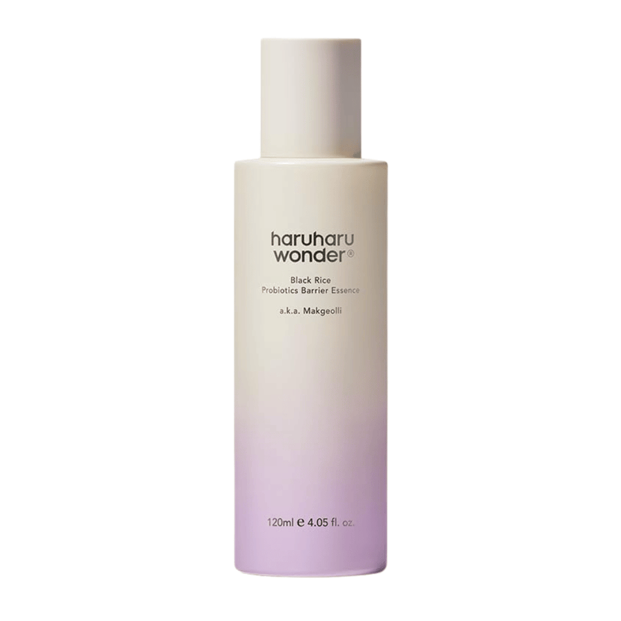 Haruharu Wonder Black Rice Probiotics Barrier Essence 120 ml avec une formule légère qui renforce la peau et procure un éclat naturel