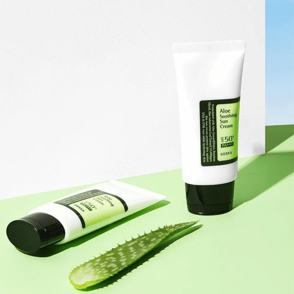 COSRX Aloe Soothing Sun Cream SPF50+ PA+++ – crème solaire avec aloe vera pour peau sensible, protection UVA et UVB