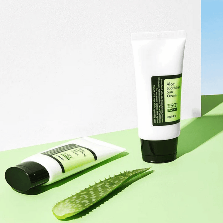 COSRX Aloe Soothing Sun Cream SPF50+ PA+++ – crème solaire avec aloe vera pour peau sensible, protection UVA et UVB