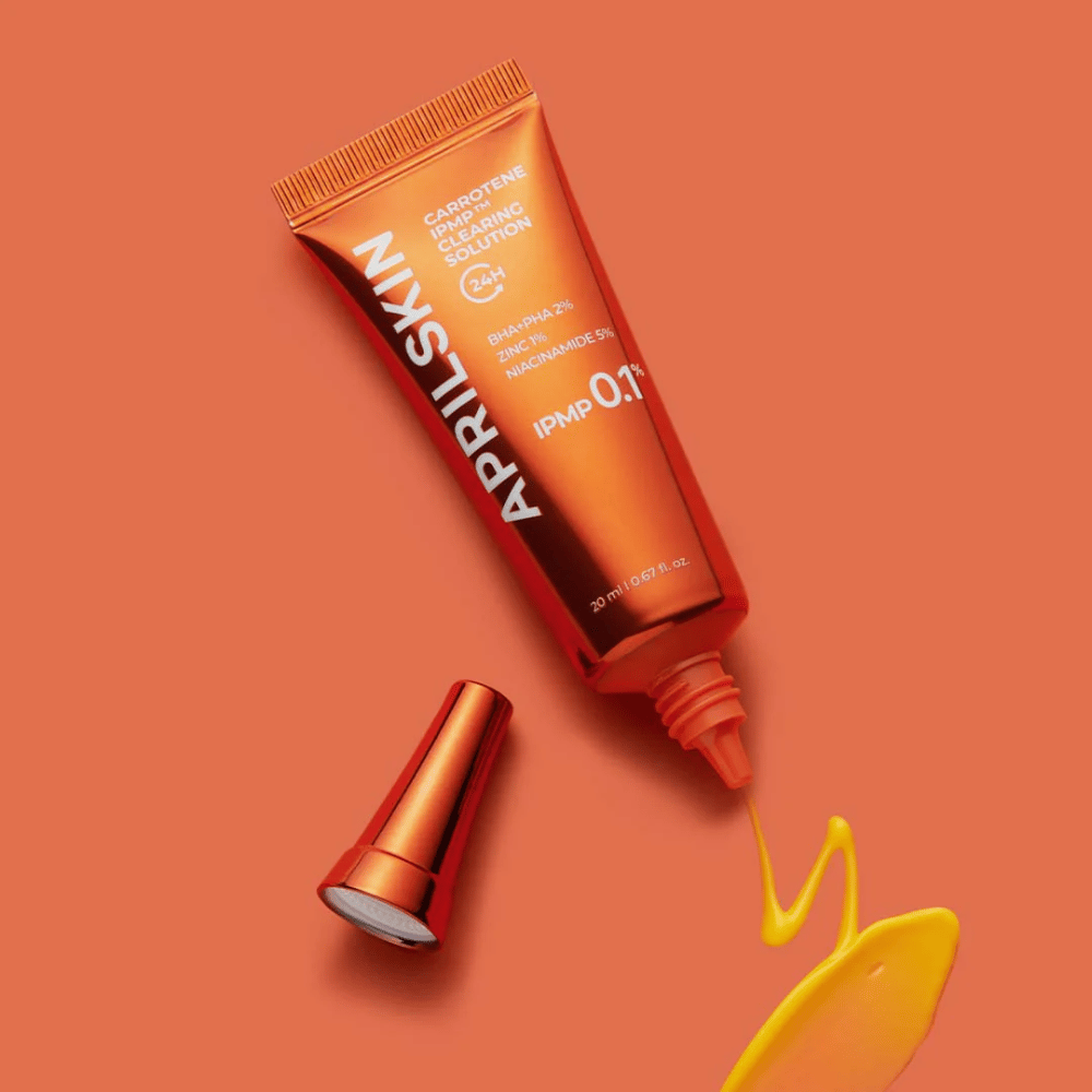 APRILSKIN Carrotene IPMP Clearing Solution en tube avec formule jaune, traitement localisé contre l'acné avec BHA PHA 2 %, zinc et niacinamide