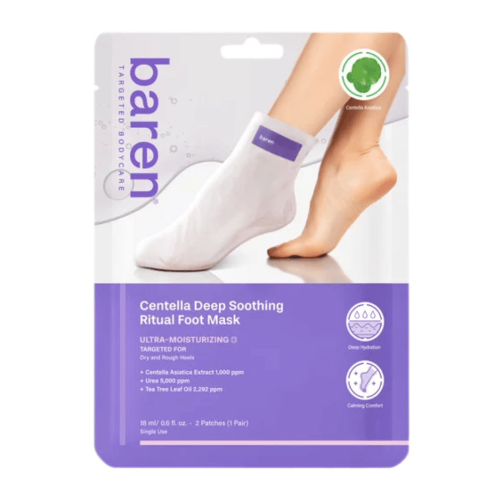9. Baren Centella Deep Soothing Ritual Foot Mask 18 ml – masque hydratant pour les pieds à la centella asiatica et à l’urée pour les pieds secs et rugueux