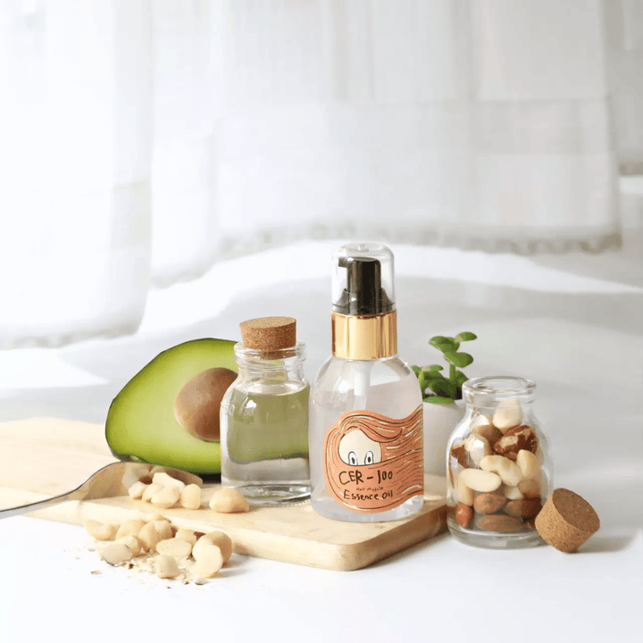 Elizavecca CER-100 Hair Muscle Essence Oil – huile capillaire coréenne avec avocat et huiles naturelles qui aide à hydrater, renforcer et donner de la brillance aux cheveux secs et abîmés.