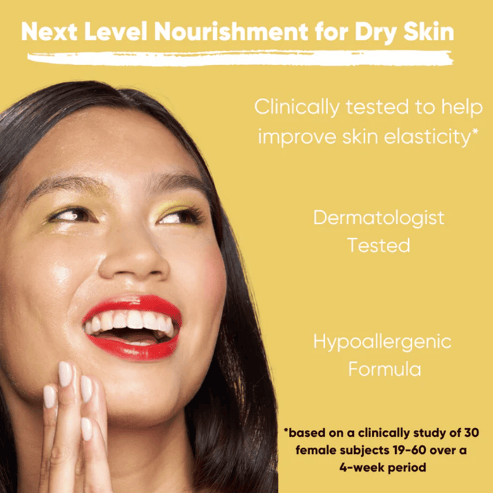 Modèle avec une peau éclatante montrant l'effet du Clean It Zero Ginseng-Glow Cleansing Balm, formule testée dermatologiquement et hypoallergénique qui nourrit et améliore l'élasticité de la peau en cas de peau sèche.