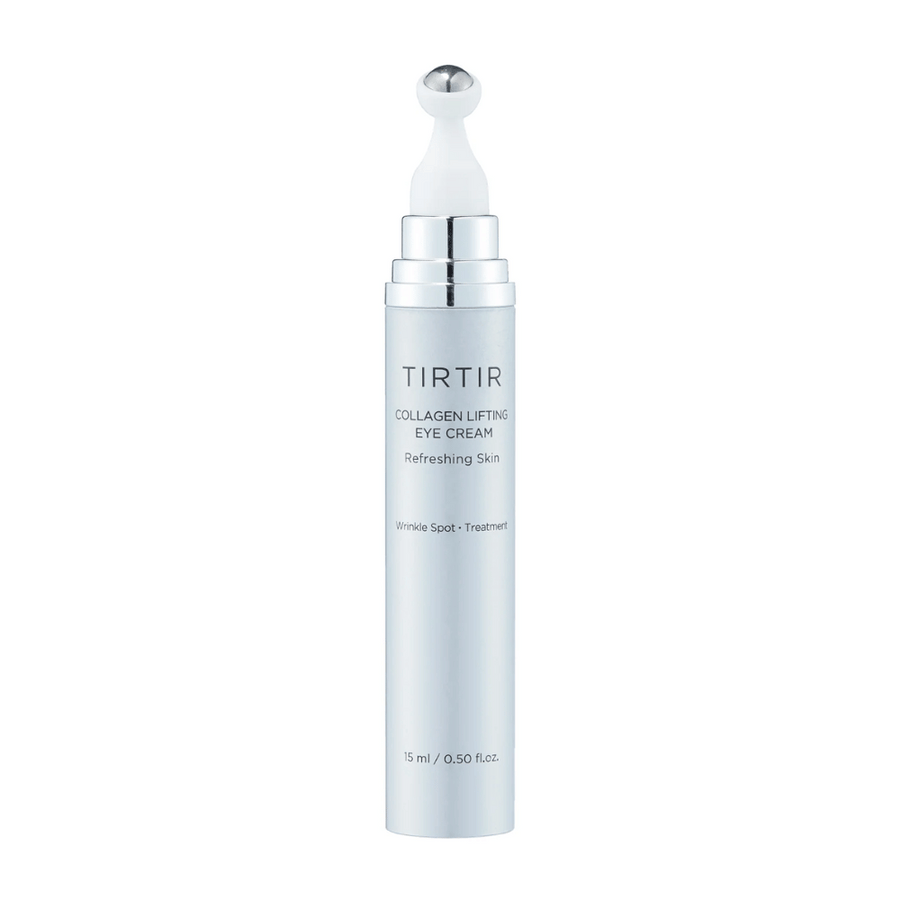 Tube avec TIRTIR Collagen Lifting Eye Cream sur un fond propre, conçu pour des soins de la peau rafraîchissants.