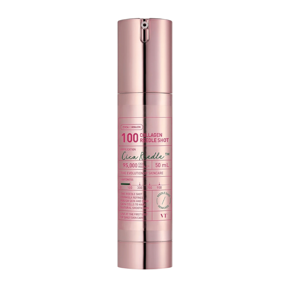 Image du produit sur VT Collagen Reedle Shot 100 – 50 ml. Améliore l'élasticité et la douceur de la peau avec des micro-aiguilles de collagène.