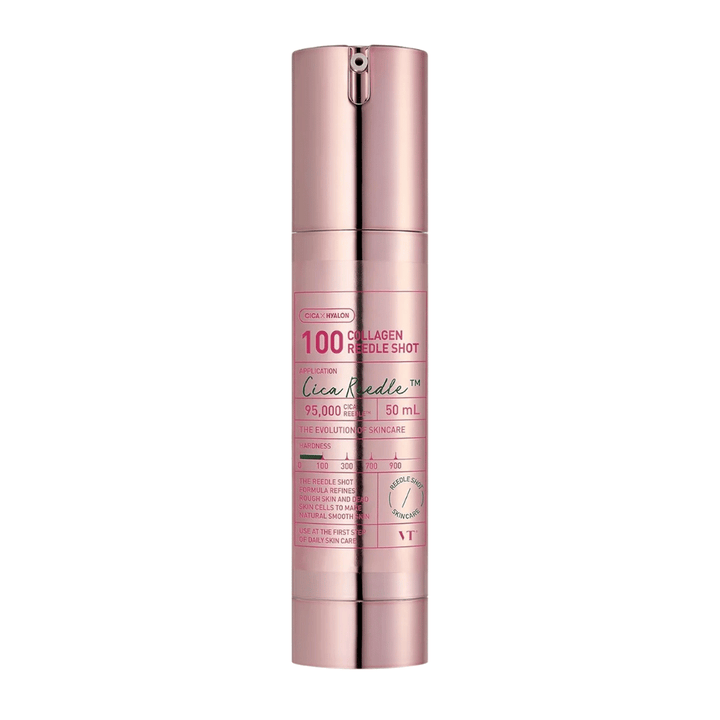 Image du produit sur VT Collagen Reedle Shot 100 – 50 ml. Améliore l'élasticité et la douceur de la peau avec des micro-aiguilles de collagène.