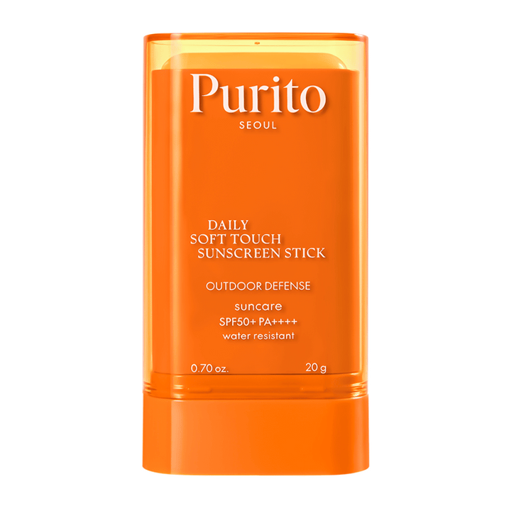 Purito Daily Soft Touch Sunscreen Stick – protection solaire sous forme de stick pratique avec SPF50+ PA++++. Résistant à l'eau, finition soyeuse et parfait pour le visage et le corps. Convient également aux peaux sensibles.