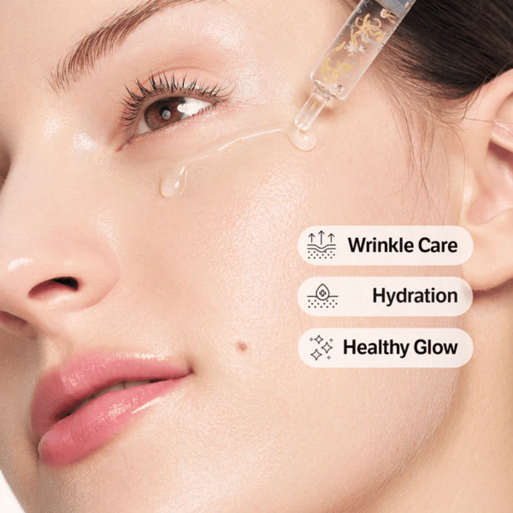 SUNGBOON EDITOR Deep Collagen Silk Peptide Intensive Ampoule – sérum léger qui s'absorbe rapidement et aide à hydrater la peau ainsi qu'à donner un teint plus uniforme et éclatant.