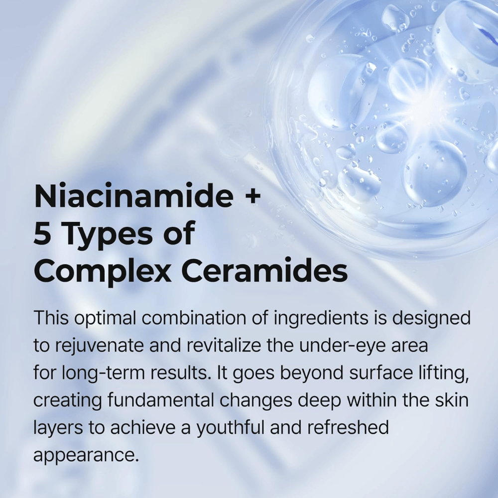Crème contour des yeux avec de la niacinamide et des céramides qui renforcent la barrière cutanée, hydratent en profondeur et donnent une peau plus ferme et plus uniforme autour du contour des yeux