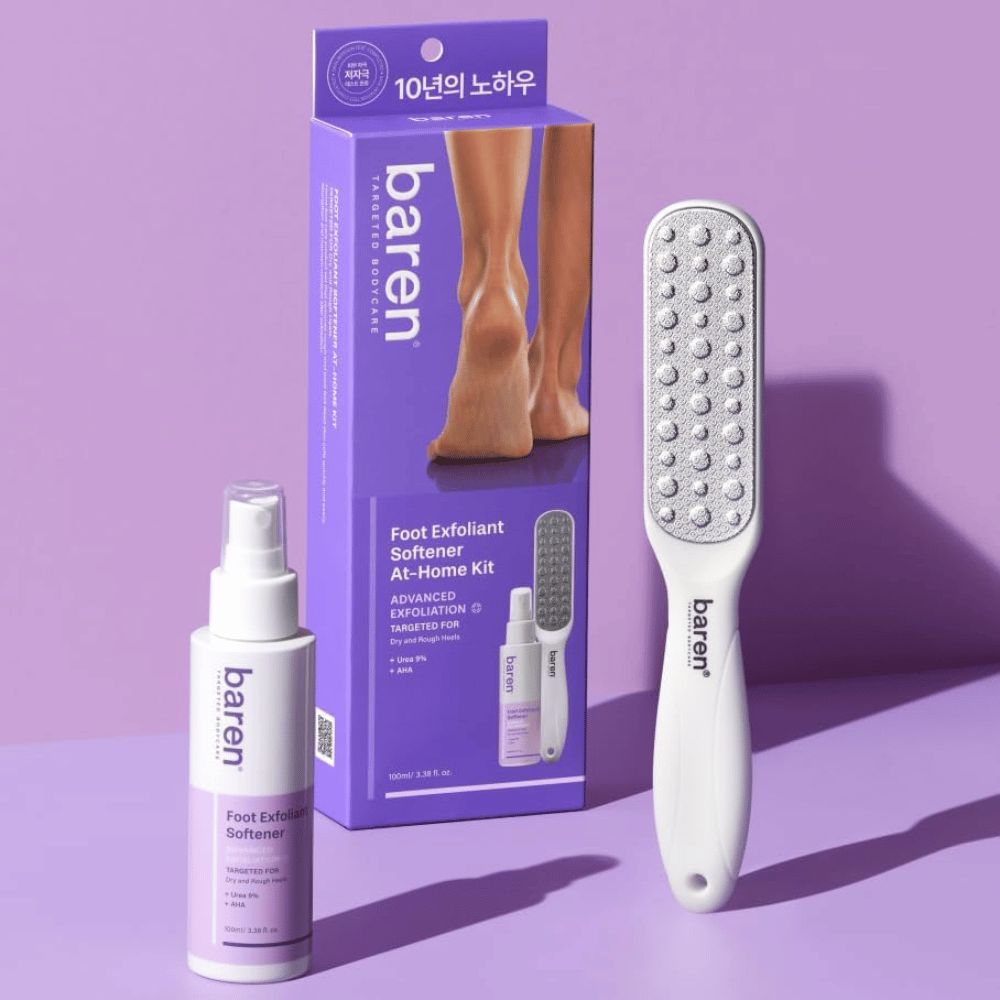 BAREN Foot Callus Eraser Home Set avec Foot Exfoliant Softener, lime à pieds et emballage pour soin exfoliant des pieds