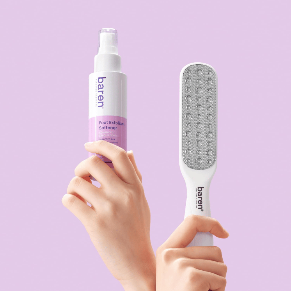BAREN Foot Callus Eraser Home Set – kit de soin des pieds avec Foot Exfoliant Softener exfoliant et lime à pieds pour les callosités