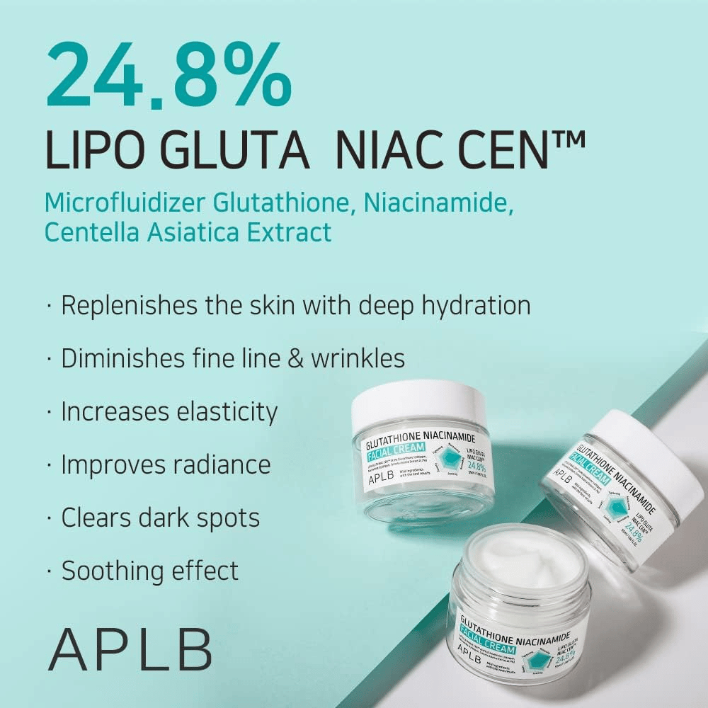 APLB Glutathione Niacinamide Facial Cream 24,8 % de Lipo Gluta Niac Cent avec une hydratation profonde, un effet anti-âge et une amélioration du teint