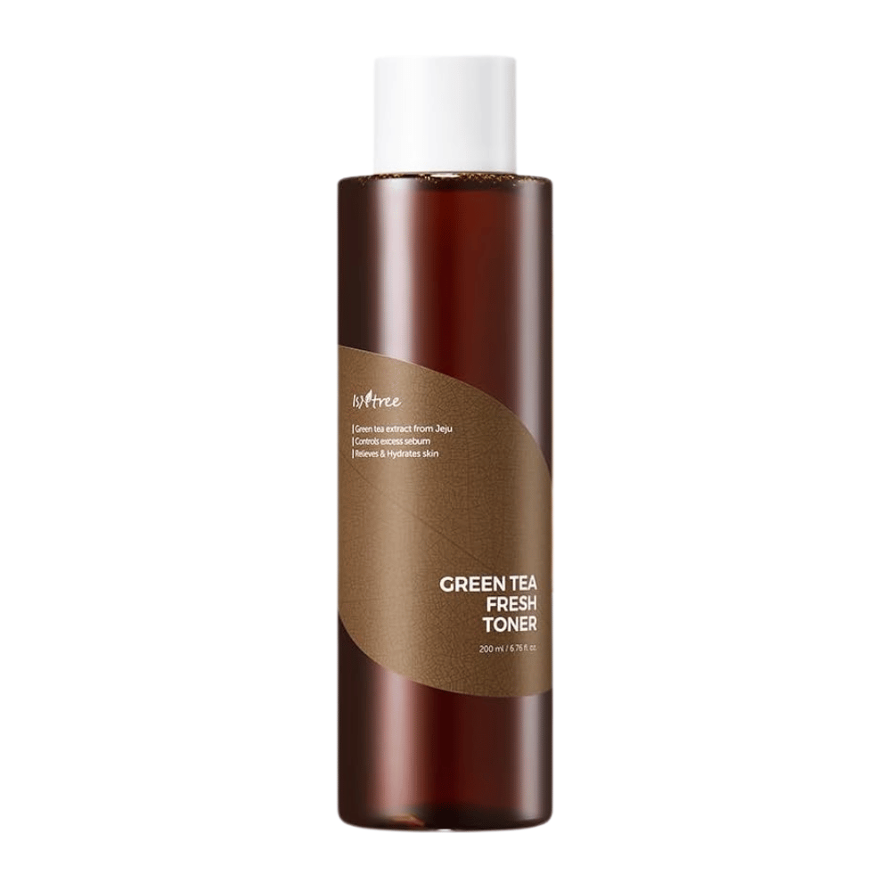 Image du produit Isntree Green Tea Fresh Toner sur fond blanc. Ce tonique équilibrant le sébum au thé vert de Jeju aide à contrôler l’excès de sébum tout en hydratant et en apaisant la peau.