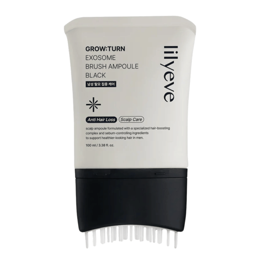 Image détourée du produit LILYEVE Grow:Turn Exosome Brush Ampoule Prime sur fond blanc. L’applicateur à brosse intégré permet d’appliquer facilement le sérum directement sur le cuir chevelu pour un soin quotidien des cheveux et du cuir chevelu.