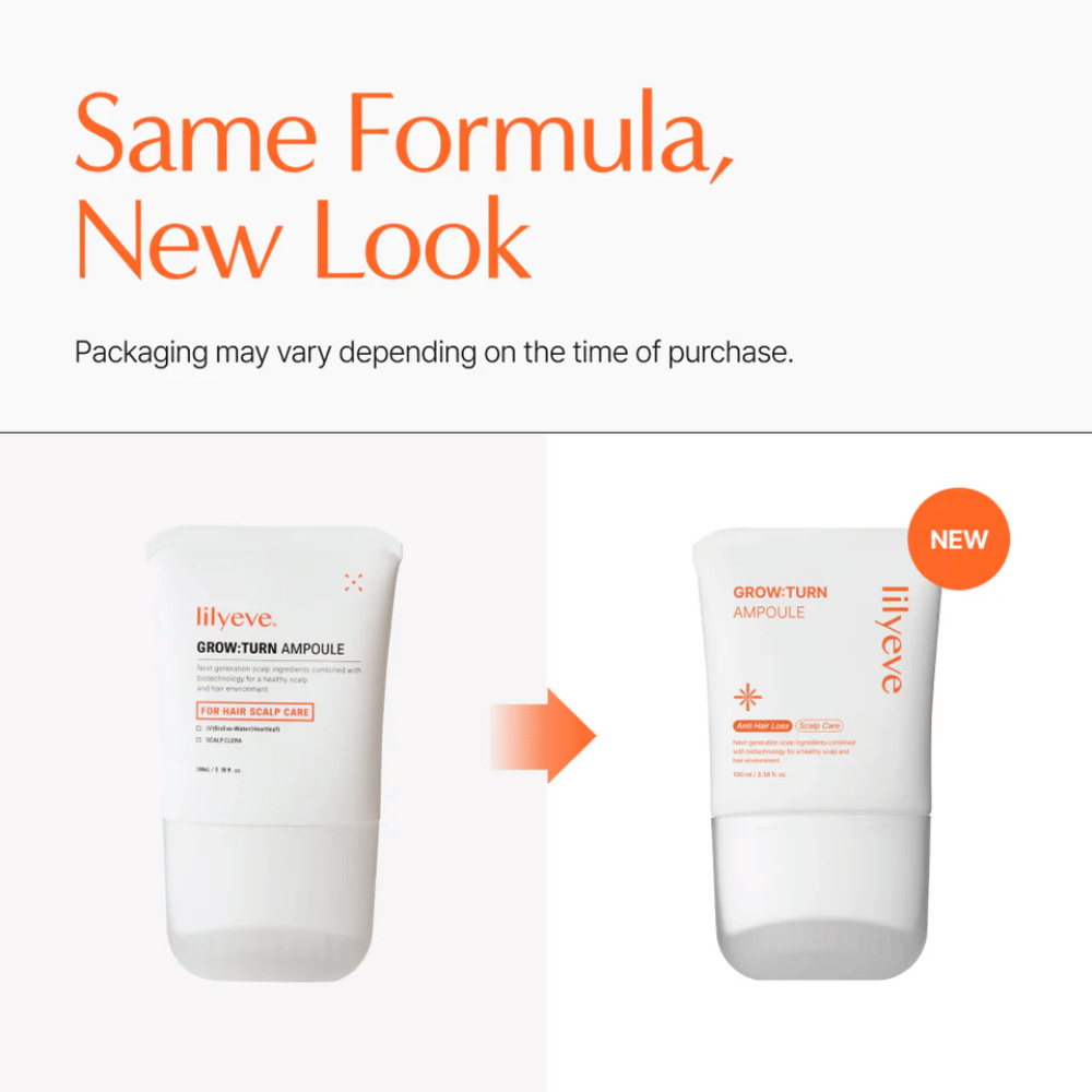 Image montrant le nouvel emballage vs l’ancien emballage du produit – même formule mais design mis à jour.
