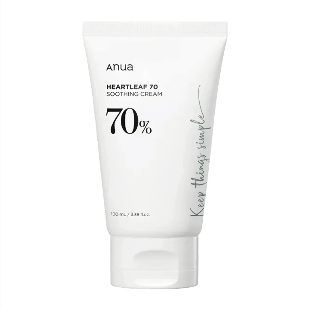 Un tube de Anua Heartleaf 70 Soothing Cream sur fond blanc.