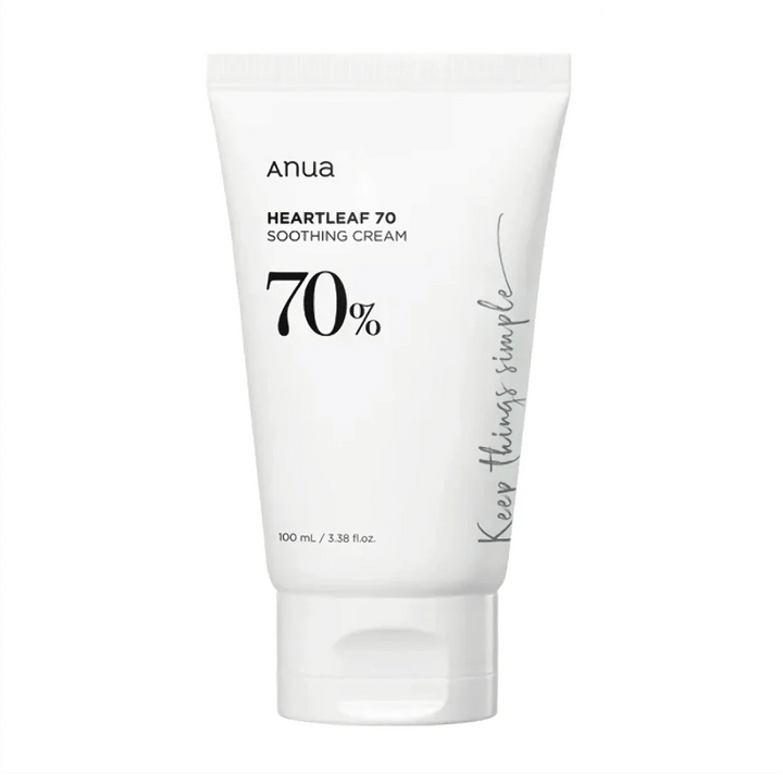 Un tube de Anua Heartleaf 70 Soothing Cream sur fond blanc.