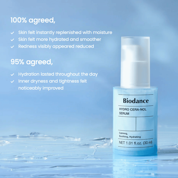 100 % ont ressenti une hydratation immédiate.
95 % ont constaté que l'hydratation durait toute la journée et que la sécheresse ainsi que la tension diminuaient.