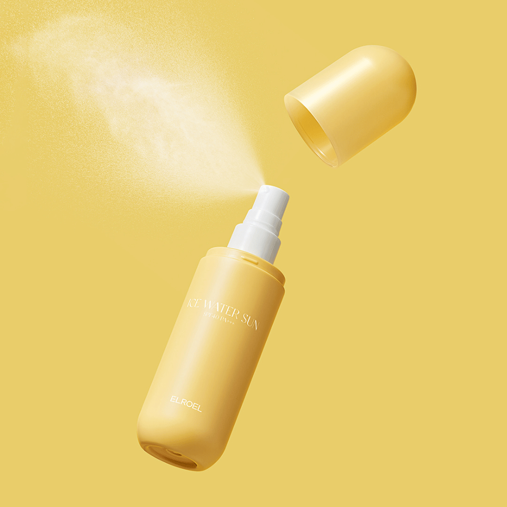 ELROEL Ice Water Sun Mist SPF 40 PA+++ flacon spray avec capuchon amovible et pulvérisation uniforme qui protège la peau contre les rayons UV et procure un effet rafraîchissant
