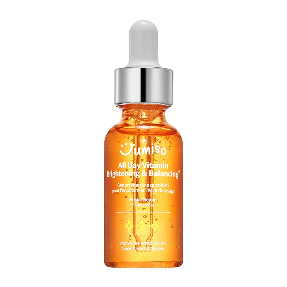 Image de JUMISO - All Day Vitamin Brightening & Balancing Facial Serum 30ml avec un fond simple. Ce produit est un sérum pour le visage qui aide à donner de l'éclat et de l'équilibre à la peau.