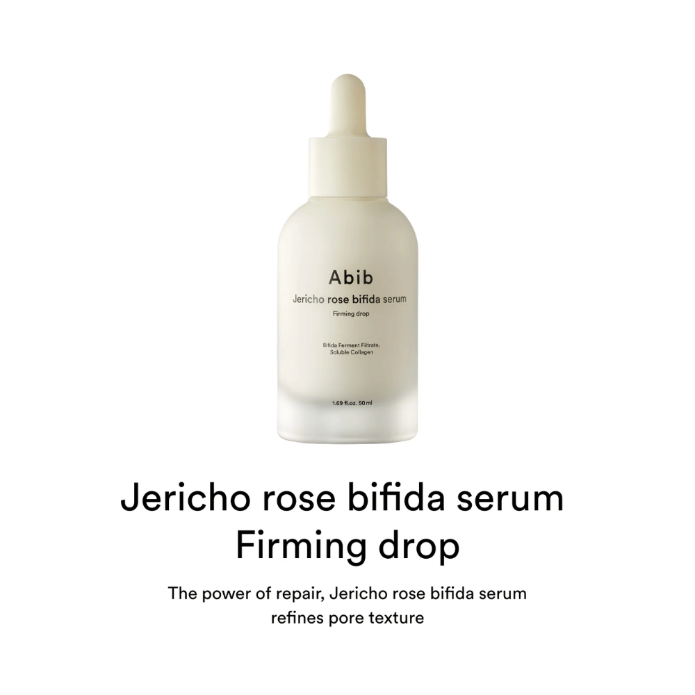Image produit avec texte décrivant l’effet réparateur du sérum et sa capacité à améliorer la texture de la peau et les pores.