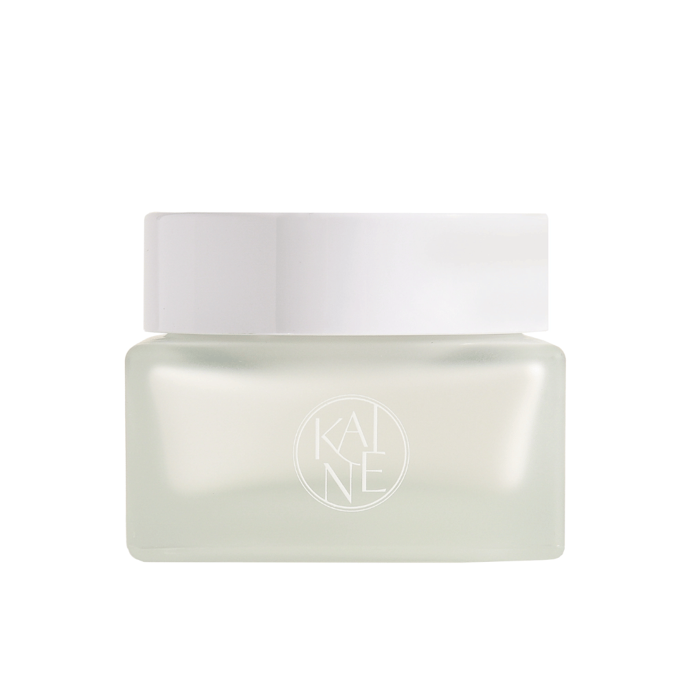 Un pot blanc avec KAINE Vegan Collagen Youth Cream 50 ml avec un couvercle blanc qui favorise l'anti-âge et l'hydratation.