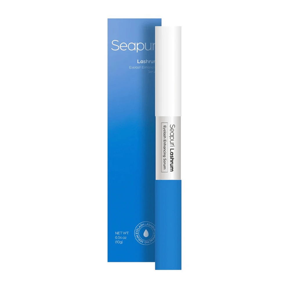 Image produit de Seapuri Lashrum Eyelash Enhancing Serum avec emballage. Favorise des cils plus longs, plus forts et plus fournis.