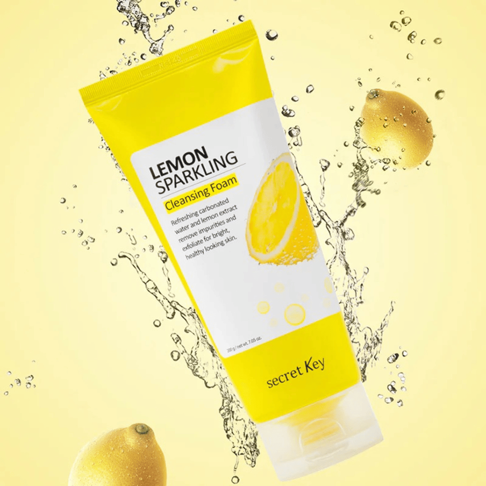 Lemon Sparkling Cleansing Foam de Secret Key – nettoyant moussant rafraîchissant avec extrait de citron qui élimine les impuretés et rend la peau plus claire.