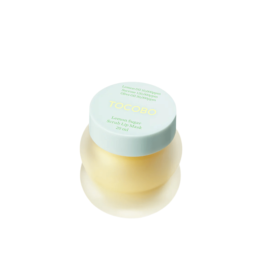 Image du produit sur un pot fermé de Tocobo Lemon Sugar Scrub Lip Mask 20 ml, sur fond blanc.