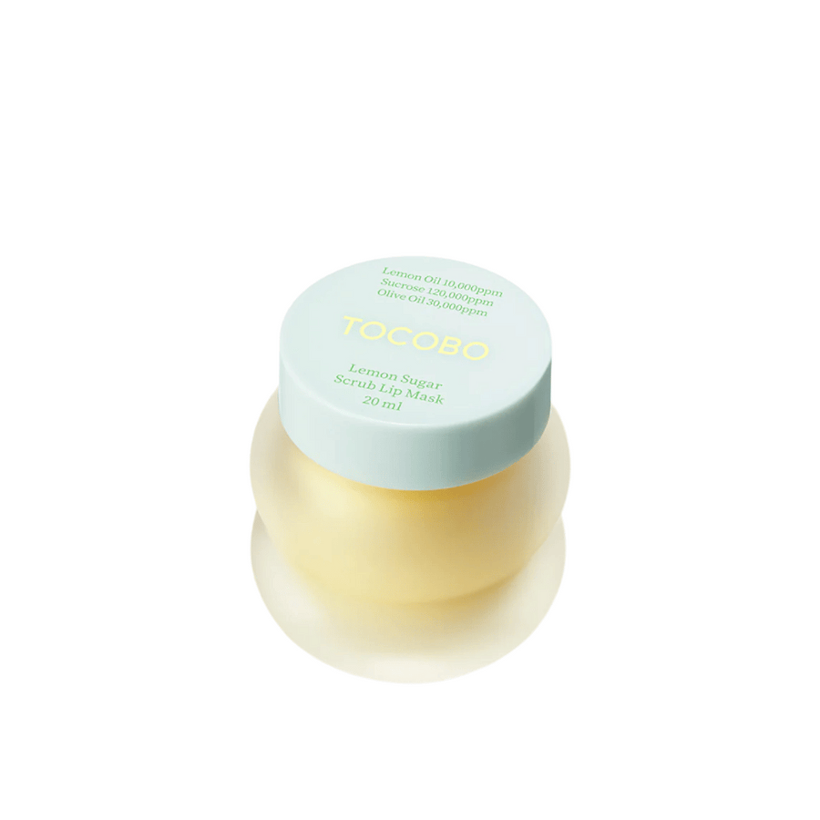 Image du produit sur un pot fermé de Tocobo Lemon Sugar Scrub Lip Mask 20 ml, sur fond blanc.