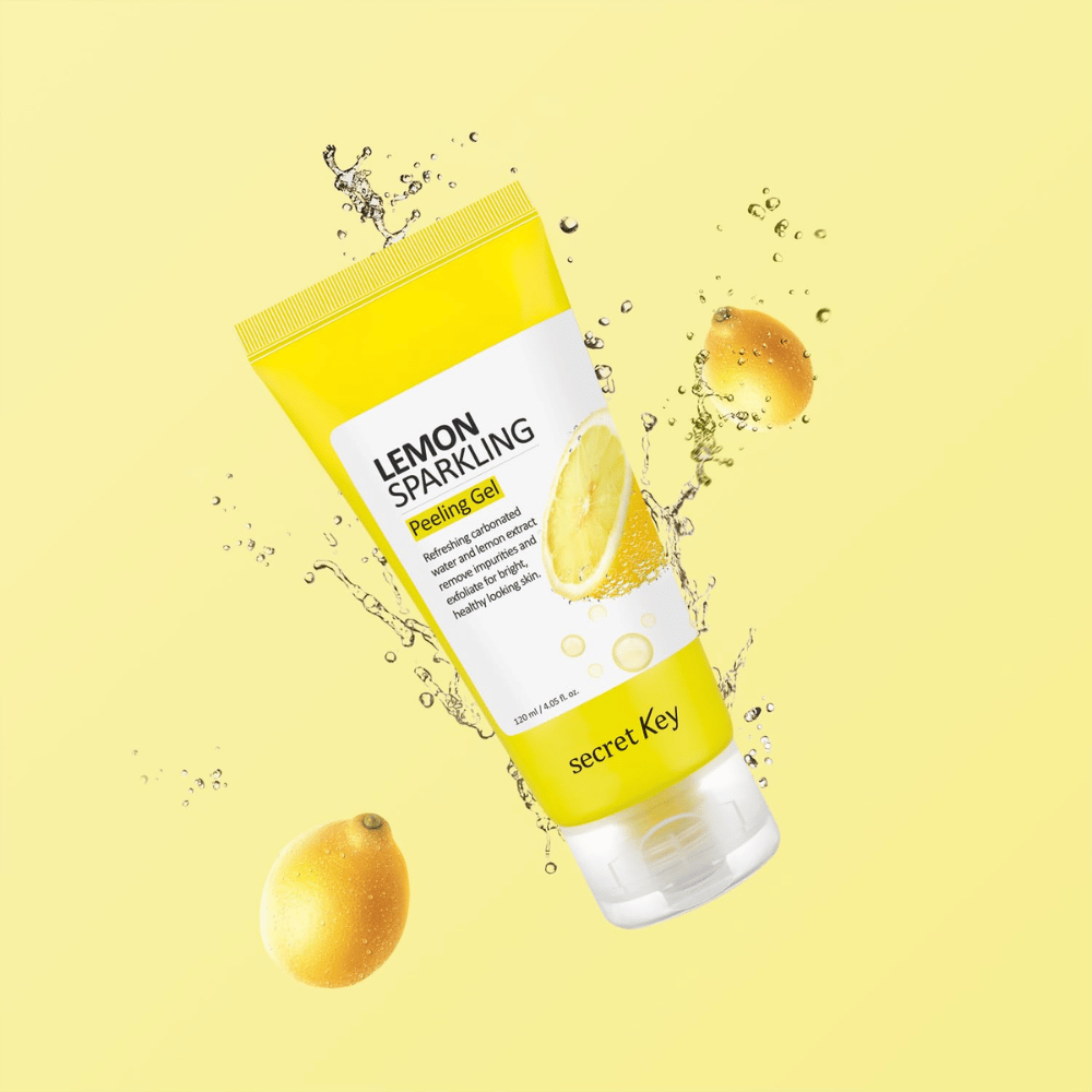 Secret Key Lemon Sparkling Peeling Gel – gel peeling rafraîchissant avec extrait de citron qui exfolie, illumine et donne de l'éclat à la peau.