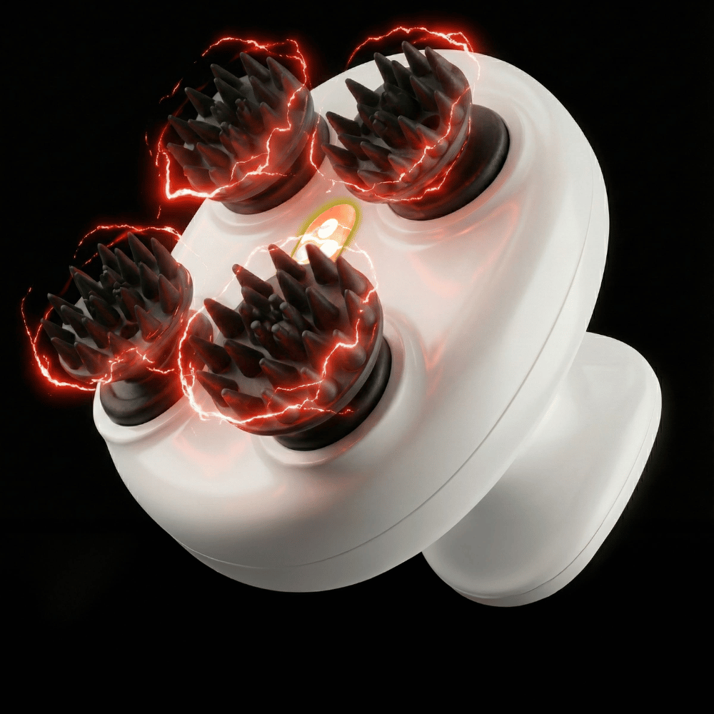 Image produit de Beaund Lift Head Spa sur fond blanc. L’appareil de massage sans fil est clairement présenté avec son design moderne et ses quatre têtes de massage en silicone.