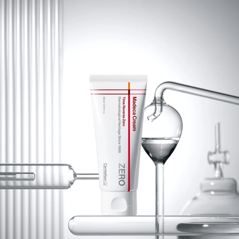 MADECA Cream Time Reverse Zero de Centellian24 en milieu clinique – crème visage coréenne développée pour renforcer la barrière cutanée et offrir des soins apaisants et réparateurs.