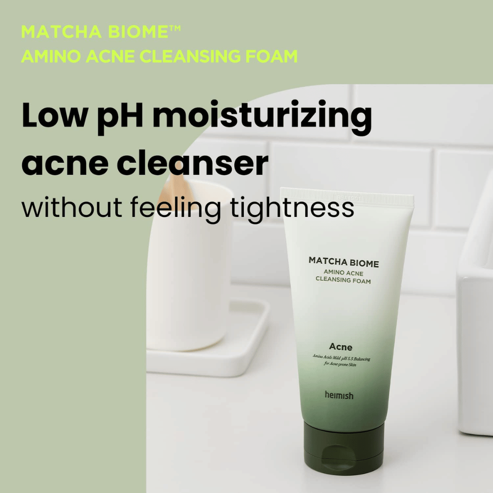 Heimish Matcha Biome Amino Acne Cleansing Foam – nettoyant hydratant pour l'acné sans sensation de dessèchement, parfait pour une utilisation quotidienne