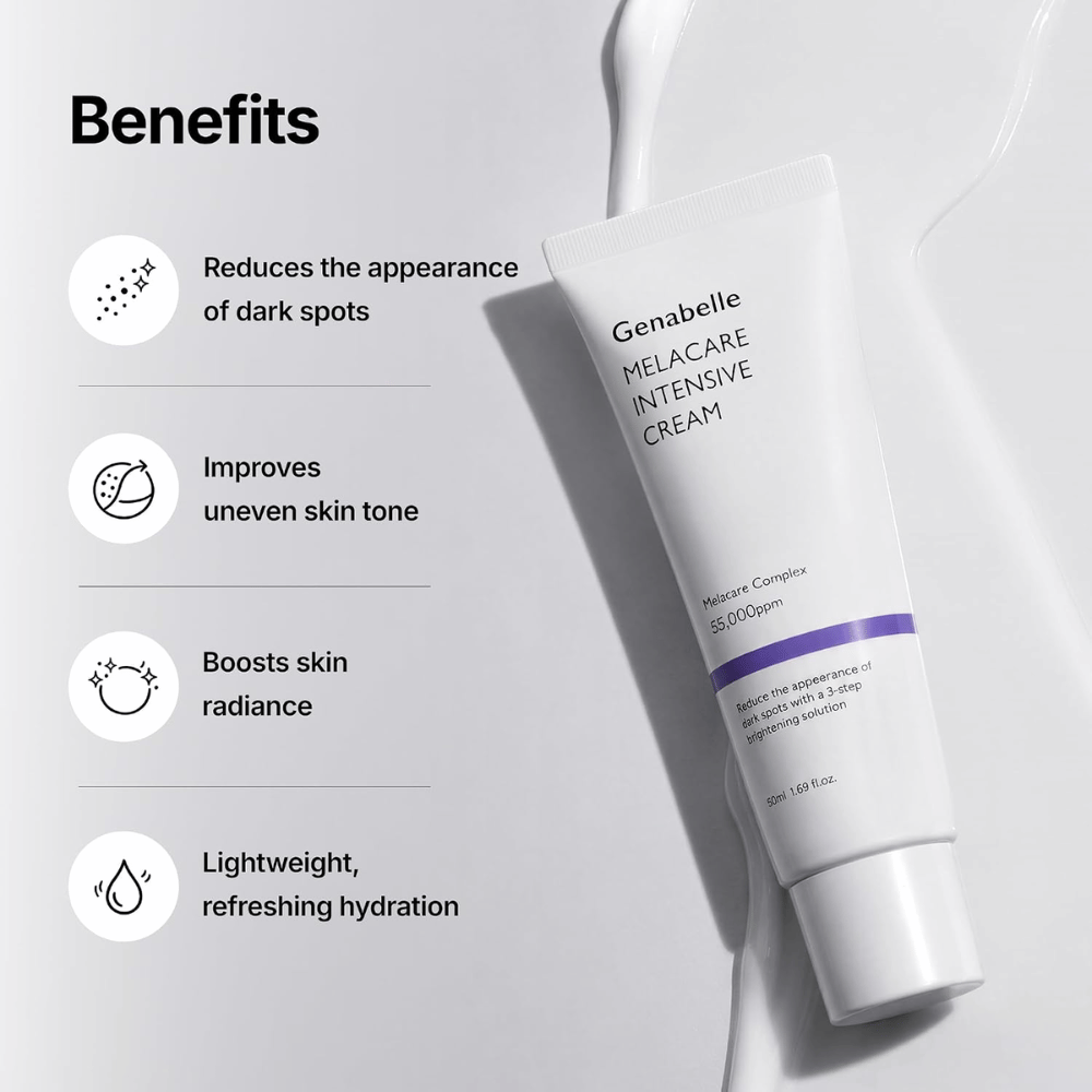 2. Genabelle Melacare Intensive Cream – crème visage hydratant qui atténue les taches sombres visibles, le teint irrégulier et apporte de l’éclat