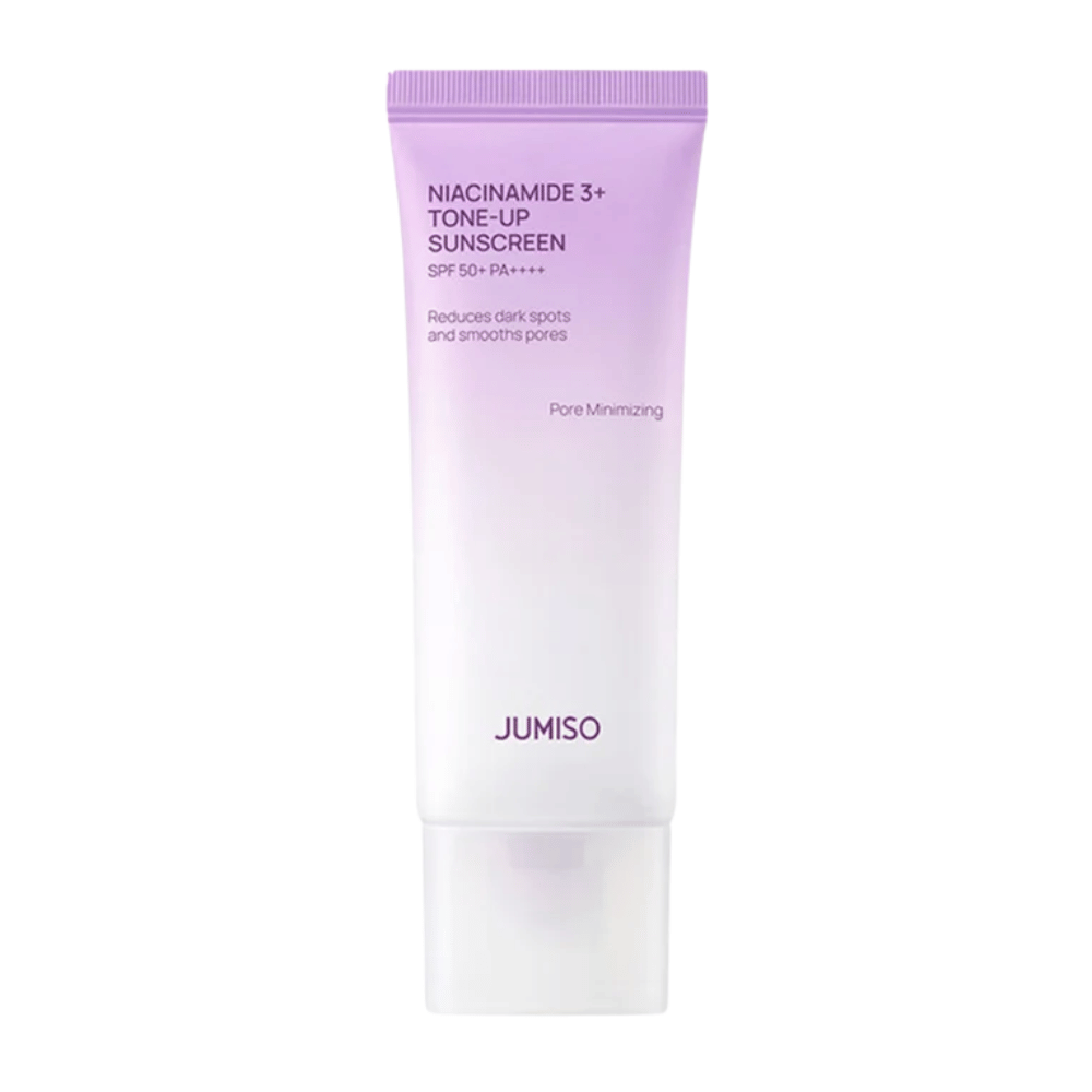 JUMISO Niacinamide 3+ Tone-Up Sunscreen SPF50+ PA++++ 50 ml – crème solaire coréenne à la niacinamide pour une protection UV, un teint uniforme et de l’éclat.